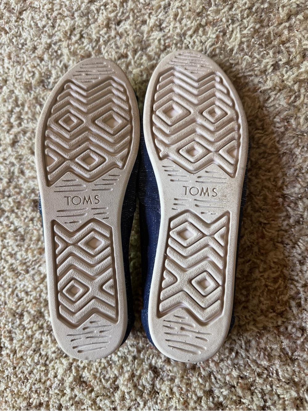 Toms 7.5 Navy Canvas Slip-On Flats with Metallic Speckle - Picture 4 of 4